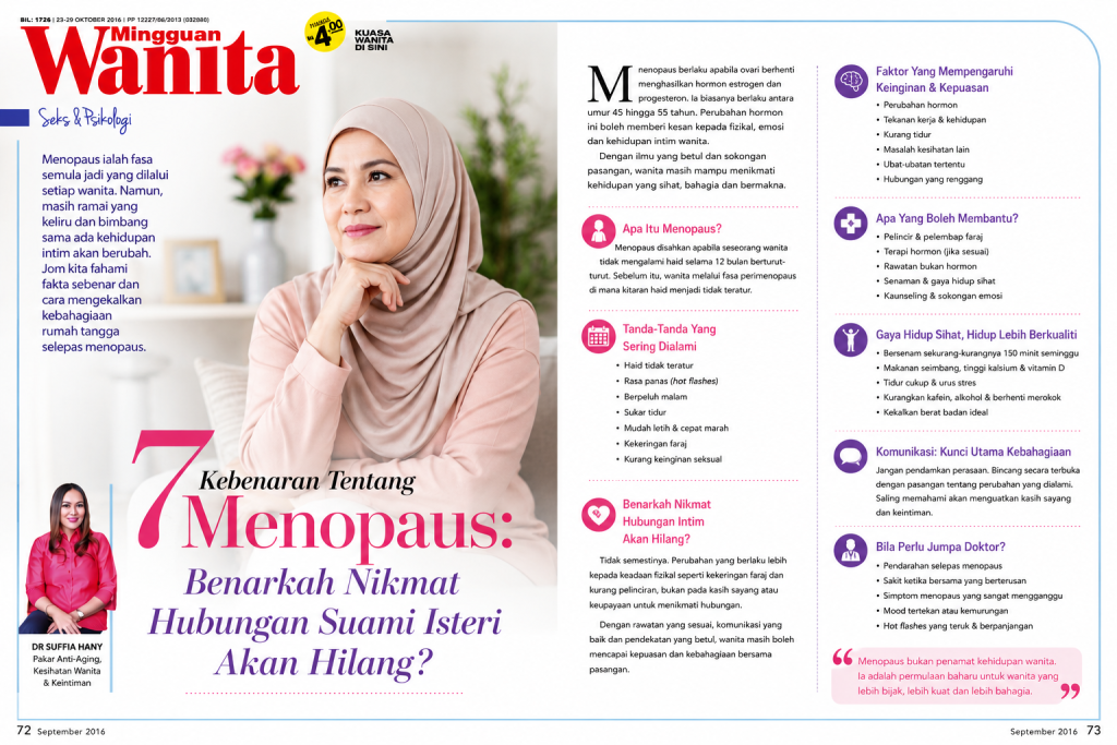 7 Kebenaran Tentang Menopaus : Benarkah Nikmat Hubungan Suami Isteri Akan Hilang?