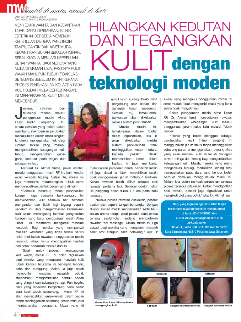 Hilangkan kedutan kulit dengan teknologi moden