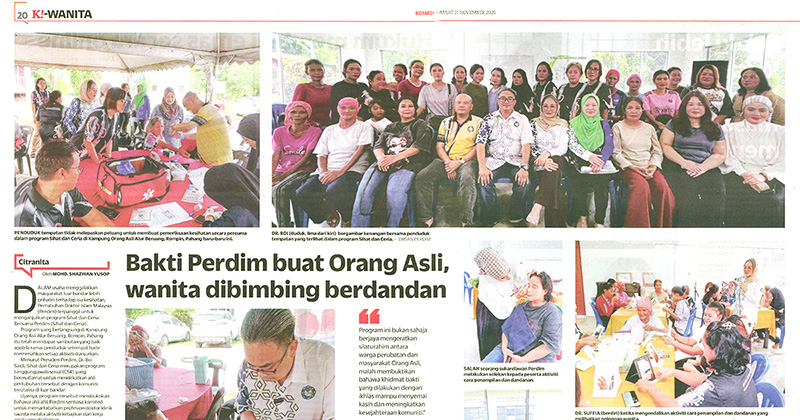 Berita Kosmo tentang Program bersama Perdim khas buat Orang Asli